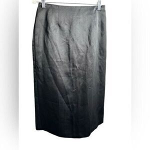 Vintage 90s Women’s Classic Black Pencil Midi Skirt Back Hem Buttons - Size M